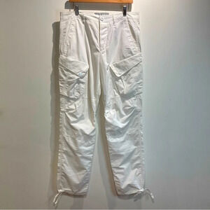 A/X Sz 32W  Multi Pockets Button Fly Drawstring Hem 100% Cotton Cargo Pants